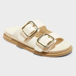 Universal Thread Collin Double-Buckle Footbed Sandals in bone